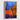 blue artwork with orange butterfly in a natural wood frame